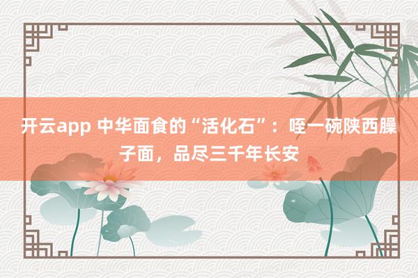 开云app 中华面食的“活化石”：咥一碗陕西臊子面，品尽三千年长安