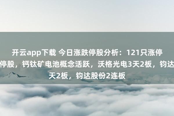 开云app下载 今日涨跌停股分析:121只涨停股、2只跌停股,钙钛矿电池概念活跃,沃格光电3天2板,钧达股份2连板