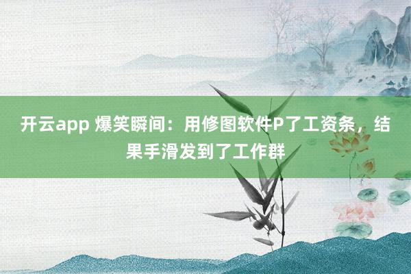 开云app 爆笑瞬间：用修图软件P了工资条，结果手滑发到了工作群