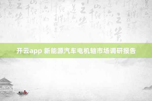 开云app 新能源汽车电机轴市场调研报告