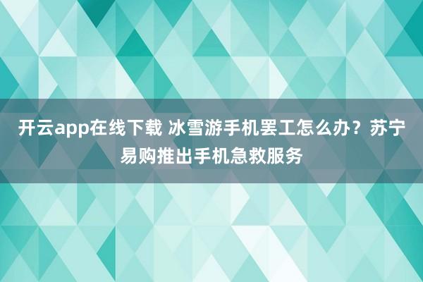 开云app在线下载 冰雪游手机罢工怎么办？苏宁易购推出手机急救服务