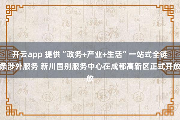 开云app 提供“政务+产业+生活”一站式全链条涉外服务 新川国别服务中心在成都高新区正式开放