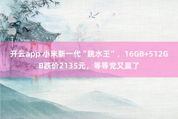 开云app 小米新一代“跳水王”,16GB+512GB跌价2135元,等等党又赢了