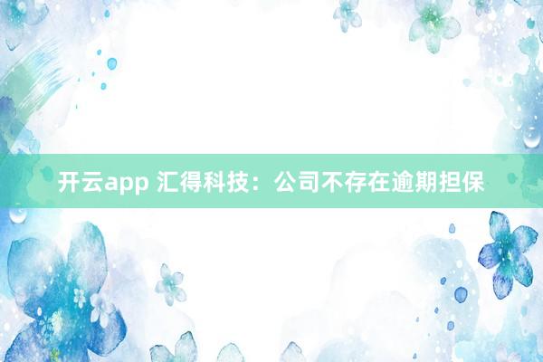 开云app 汇得科技：公司不存在逾期担保