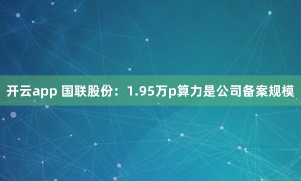 开云app 国联股份：1.95万p算力是公司备案规模