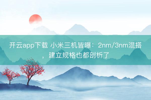 开云app下载 小米三机皆曝:2nm/3nm混搭,建立规格也都剖析了