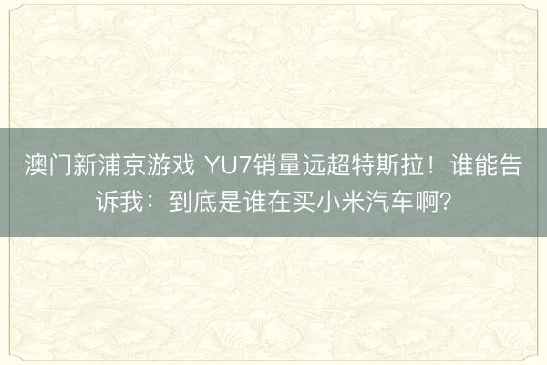 澳门新浦京游戏 YU7销量远超特斯拉！谁能告诉我：到底是谁在买小米汽车啊？